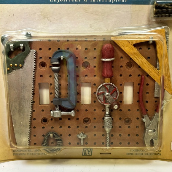 Vintage FIGI Workshop Triple Light Switch Garage Multi Tool 3D Wall Plate NEW - Picture 6 of 10